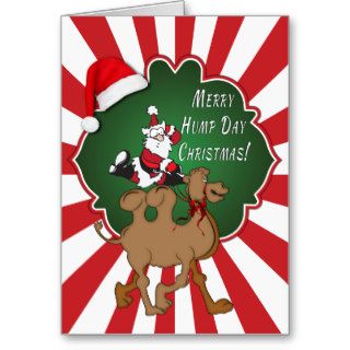 Merry Hump Day Christmas Camel Red Starburst Greeting Cards