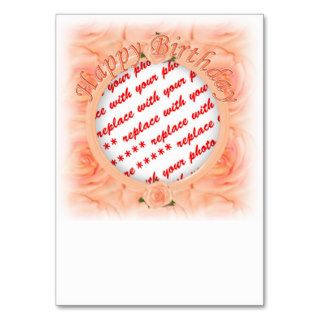 Happy Birthday Peach Roses  Photo Frame Business Card Templates