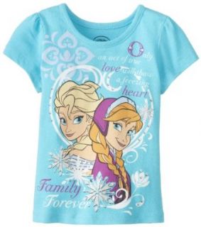 Disney Girls 2 6X Frozen Family Forever Tee, Ocean Wind, 3T Clothing