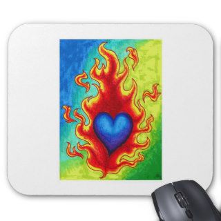 Flaming Blue Heart Mouse Pad