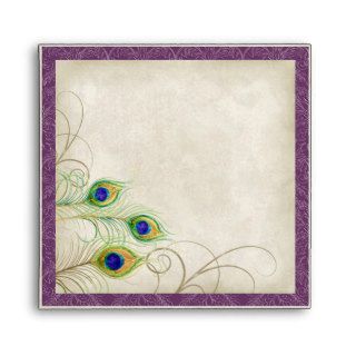 Peacock Feathers Wedding Invitation Envelope