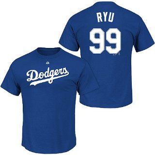 MLB Los Angeles Dodgers Hyun Jin Ryu #99 Name & Number T Shirt by Majestic Athletic  Sports Fan Baseball Caps  Sports & Outdoors