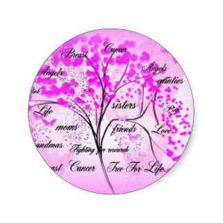 breast cancer tree for life round stickers