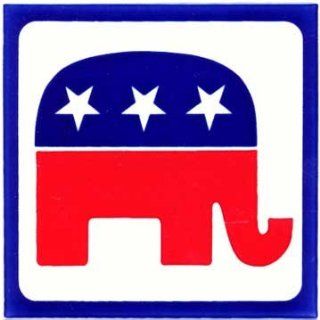POLITICAL AND PATRIOTIC GIFTS REPUBLICAN ELEPHANT CERAMIC WALL PLAQUE by Besheer Art Tile, Bedford, New Hampshire, U.S.A    
