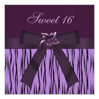 Funky Purple Animal Print Sweet 16 Party Invites