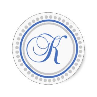 K Monogram (Blue / Silver Dot Circle) Stickers