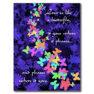 Butterfly Love/Colorful Quote Post Cards