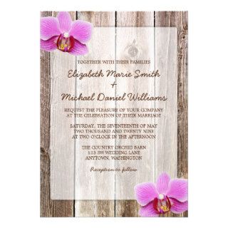 Orchid Rustic Barn Wood Wedding Invitations