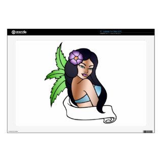 hawaiian girl tattoo laptop skins