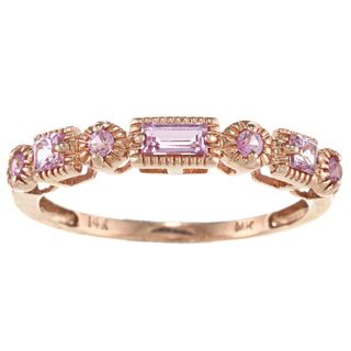 14k Rose Gold 3/8ct TGW Pink Sapphire Band Gemstone Rings