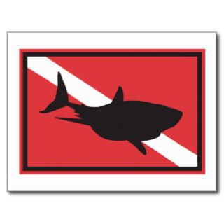 Shark Diving Flag Post Cards
