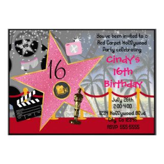 Pink Hollywood Red Carpet Glam Party Invitations
