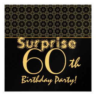 SURPRISE 60th Birthday Gold Black Vintage W1905 Custom Announcements