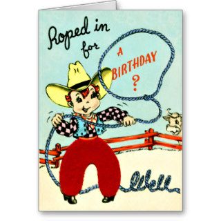 Little Cowboy   Retro Little Boy Happy Birthday Cards