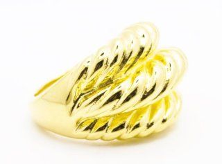 Kenneth Jay Lane Couture Goldtone Textured Twisted Rope Dome Ring Size 5 7 NEW Jewelry