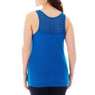 ARIZONA Lace Back Ribbed Tank Top   Plus, Blue, Womens