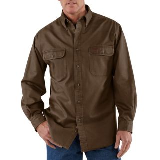 Carhartt Heavyweight Cotton Shirt   Long Sleeve (For Men)   DARK BROWN (XL )