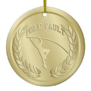 Pole Vault Gold Toned Medal Ornament