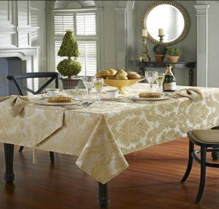 Waterford Linens Whitmore White Tablecloth   70 x 104 Inches Oblong Rectangular  