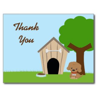 Cute adorable doggie house thank you postcard
