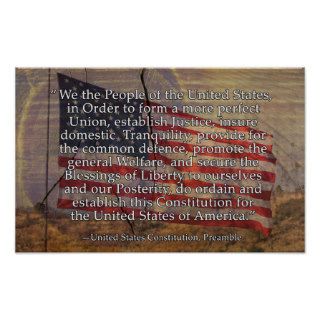 US Constitution Preamble Over Textured Background Print