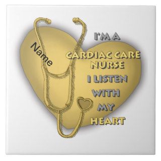 Yellow Cardiac Care Nurse Ceramic Tile