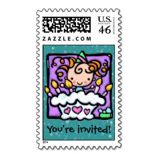 LittleGirlie having a party. Custom invitation Stamps