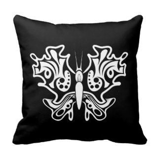 Butterfly Tattoo Black and White Pillows