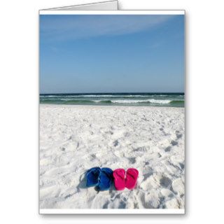 His and Hers Flip Flops on the Beach Greeting Card