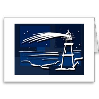shooting star lighthouse greeting card