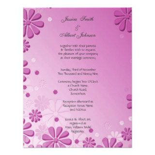 Pink Flower Art Template  Wedding Invitation