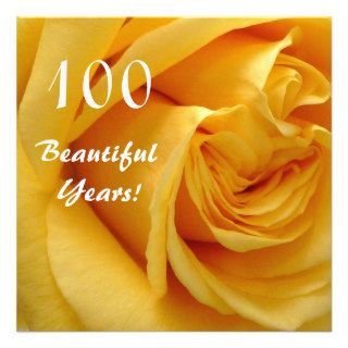 100th Birthday Celebration Deep Yellow Rose Invite