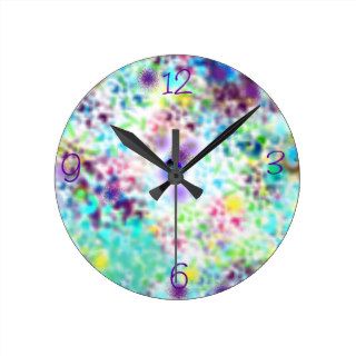 Pretty pastel aqua decorative art wall clock