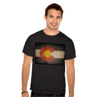 Rugged Wooden Colorado Flag Tee Shirt
