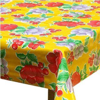 Poppy Oilcloth Table Cloth   Yellow (48 x 108) Tablecloths Kitchen & Dining