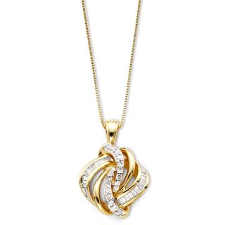 1/4 CT. T.W. Diamond 10K Yellow Gold Love Knot Pendant, Womens