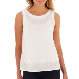 LIZ CLAIBORNE Sleeveless Embroidered Floral Top, Womens