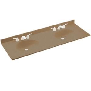 Swanstone Chesapeake 73 in. Solid Surface Double Basin Vanity Top with Bowl in Barley CH2B2273 091