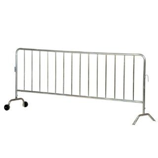 Vestil PRAIL 102 HD G W Bright Zinc Plated Heavy Duty Crowd Control Interlocking Barrier with 1 Wheel and 1 Curved Foot, Steel, 102" Length, 40" Height, 3/4" Rail Diameter Plate Casters