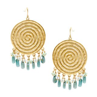 Carolee Goldtone Metal Swirl Disk Multi Bead Dangle Fashion Earrings Ralph Lauren Fashion Earrings