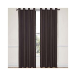 Eclipse York Grommet Top Blackout Curtain Panel with Thermaback, Chocolate