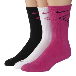 Nike 3 pk. Dri FIT Crew Socks Big and Tall, Black/Pink, Mens