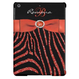 Monogram Orange, Black Glitter Zebra iPad Air Case