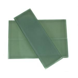 Splashback Tile Contempo Spa Green Polished 4 in. x 12 in. x 8 mm Glass Subway Floor and Wall Tile (1 sq .ft. / case) CONTEMPO SPA GREEN POLISHED 4X12