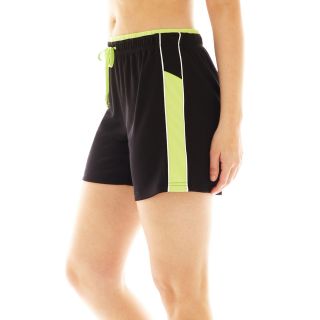 Made For Life Piped Mesh Shorts, Green/Black/White, Womens