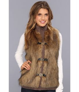 Calvin Klein Faux Fur Acrylic Sweater Vest Womens Vest (Brown)