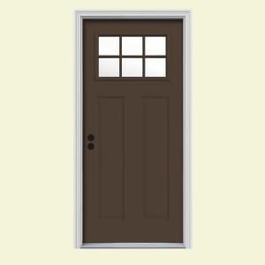 JELD WEN Craftsman 6 Lite Painted Steel Entry Door with Brickmould THDJW167700830