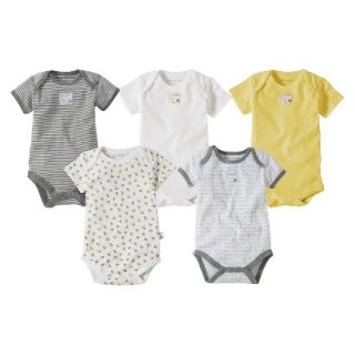 Burts Bees Baby Newborn Neutral 5 Pack Short sleeve Bodysuit   Yellow/Grey 0 3 M