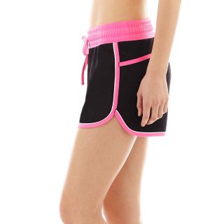 Xersion Piped Tricot Training Shorts, Black/Pink, Womens