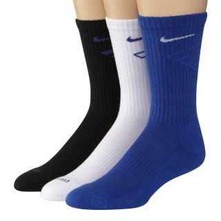 Nike 3 pk. Dri FIT Crew Socks Big and Tall, Blue, Mens